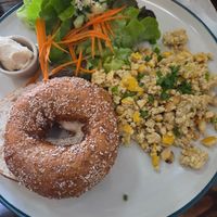 Bagel 🥯 with vegan scramble at Ganita Cafe in Pai