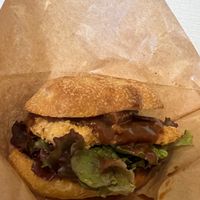 Tempeh Burger with fresh veggies and delicious sauce  at Sachi no Ki in Hachioji