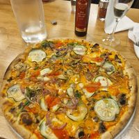 Veggies pizza made with vegan cheese and crust at Mister O1 - Brickell in Miami