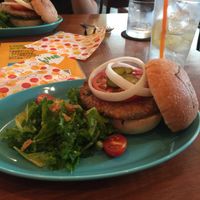 Vegan Burger w/ kale salad and homemade lenonade at Martiniburger in Tokyo