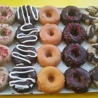 Their wonderful selection of doughnuts at Yummzy in East London