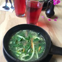 Veggie soup of the day at El Jardín de Buda in Loja