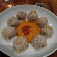 Vegan Momos, with hot sauce on side at Dancing Yak in San Francisco