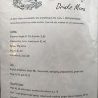 Drinks menu  at Veggie Vixen Store and Coffee Shop in Littleborough