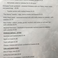Menu continued...  at Veggie Vixen Store and Coffee Shop in Littleborough