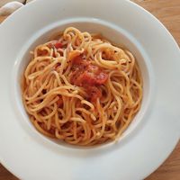 Arabiata pasta at Laganon in Crete