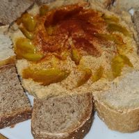 Hummus starter (not on menu) at Avgo Tou Kokkora in Crete