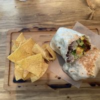 Burrito size very small for 8.9€. Never understood why they served tortilla chips if there was nothing to eat then with.  at Gallo Santo in Barcelona
