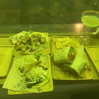 Tofu fish (top left), burrito  at Gallo Santo in Barcelona