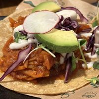 The carrot chipotle tacos   at Gallo Santo in Barcelona