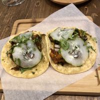 Tacos and sauces. Delicious  at Gallo Santo in Barcelona