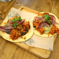 Tacos de yaca al pibil at Gallo Santo in Barcelona