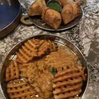 Amazing samosas and curry fries   at Curryosity in San Diego