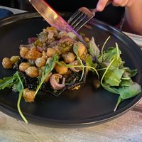 Portobello stuffed chickpea piccata at Fishes & More in Palm Beach