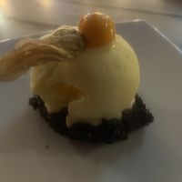 Peanut butter brownie with almond ice cream  at Fishes & More in Palm Beach