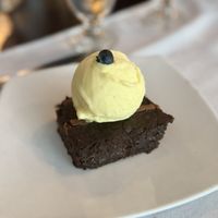 Brownie with vanilla ice cream  at Fishes & More in Palm Beach