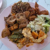 Plate from buffet at Chin Hua Vegetarian Food in Malacca