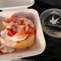 strawberry cinnamon roll and cookie dough at Cinnaholic in Toronto