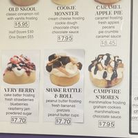 Part of menu  at Cinnaholic in Toronto