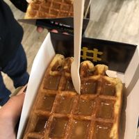 Waffle with salted caramel sauce  at VeganWaf in Brussels