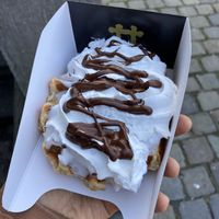 Whipped cream and chocolate  at VeganWaf in Brussels