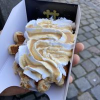 Whipped cream and salted caramel  at VeganWaf in Brussels