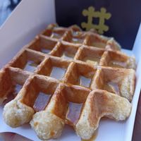 Salty caramel topping at VeganWaf in Brussels