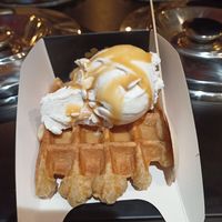 Vanilla ice cream and salt caramel at VeganWaf in Brussels