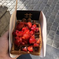 Chocolate and strawberries 😍  at VeganWaf in Brussels