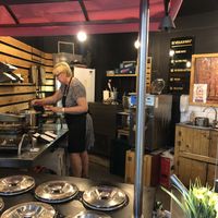 Very friendly service from this lovely lady  at VeganWaf in Brussels