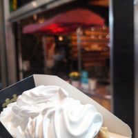 2 topping, caramello salato e panna montata at VeganWaf in Brussels