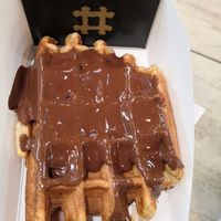Vegan waffle with chocolate at VeganWaf in Brussels