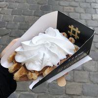 Chocolate and wipped cream waffle   at VeganWaf in Brussels