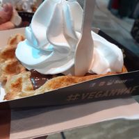 Chocolate and chantilly. The chantilly is amazing!! at VeganWaf in Brussels