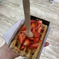 Waffle with strawberries   at VeganWaf in Brussels