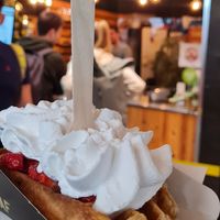 Strawberries and cream at VeganWaf in Brussels