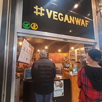 Outside at VeganWaf in Brussels