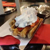 Gaufre fraises, sirop de Liège et chantilly at VeganWaf in Brussels