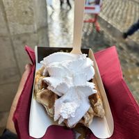 Caramel and whip cream vegan waffle   at VeganWaf in Brussels