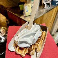 Vegane Waffel mit belgischer Schokolade & Sahne ⭐️⭐️⭐️⭐️  at VeganWaf in Brussels