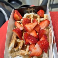 Gaufre caramel fraise 🍓   at VeganWaf in Brussels