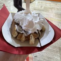 Waffle with chocolate and whipped cream  at VeganWaf in Brussels