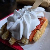 Strawberry and whipped vegan cream at VeganWaf in Brussels