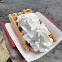 Salted caramel and whipped cream  at VeganWaf in Brussels