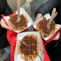 Waffle with chocolate topping (5,50€) at VeganWaf in Brussels