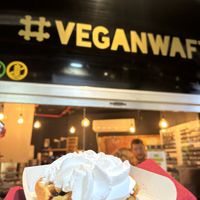 Waffle, Syrop de Liège, whipped cream 6,50€  at VeganWaf in Brussels