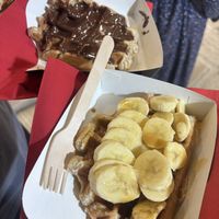 Freshly made vegan waffles  at VeganWaf in Brussels