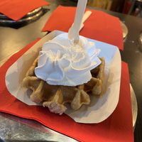 Vegan waffle 🧇, caramel & whipped cream plant 🌱   at VeganWaf in Brussels