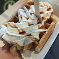 Liège syrup and whipped cream at VeganWaf in Brussels