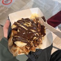 Salted caramel chocolate banana wafflees  at VeganWaf in Brussels